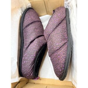 NEW WOMENS SOREL GO Bodega Run SLIPPERS Epic Plum Animal Print Sz 10 Cozy Comfy